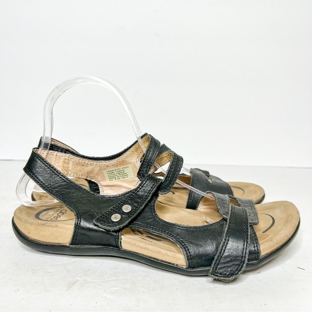 Abeo Crescent Black Leather Strap Sandals Size 8.5 Women’s